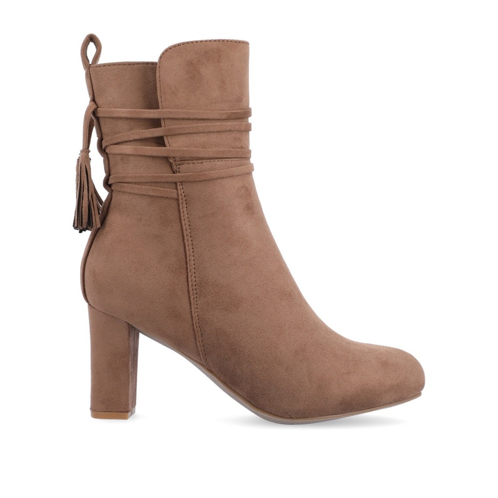 ZURI ZIP-UP BOOTIES IN FAUX SUEDE. Size 7.5. New without tag.